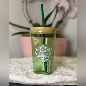 NWT Starbucks 2026 Spring MATCHA GREEN Glass Cold Cup Tumbler 16OZ